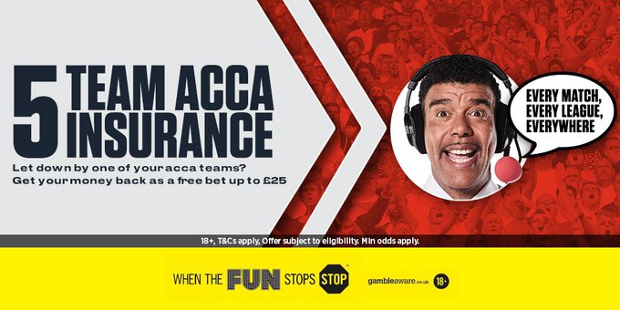 Back a 5+ acca and if one team lets you down, we'll give you MONEY BACK as a free bet... https://t.co/0dzmzhHsAZ https://t.co/GY0bT1LkRt