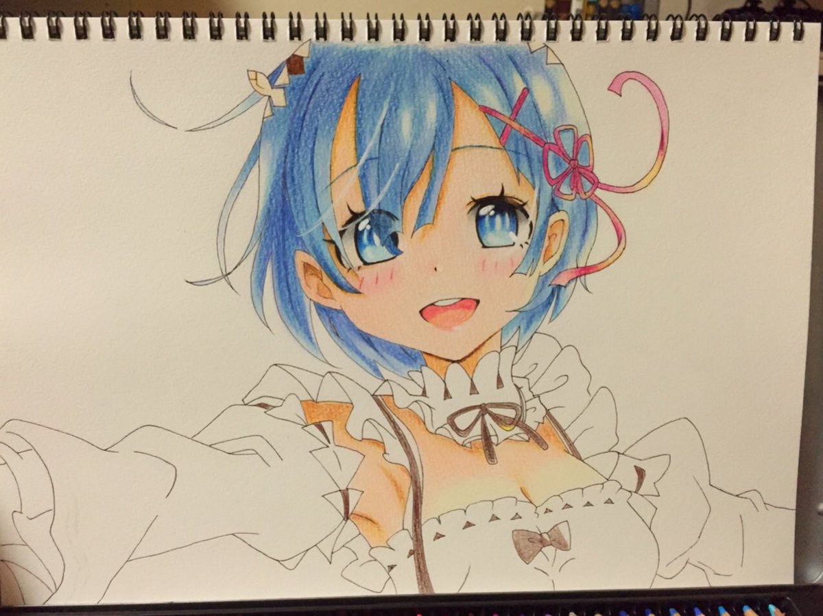 ちまちま塗ってる(:3冫 ノ)ノ#絵描きさんと繋がりたい#色鉛筆#模写#リゼロ#レム ちまちま塗ってる(:3冫 ノ)ノ#絵描きさんと繋がりたい#色鉛筆#模写#リゼロ#レム