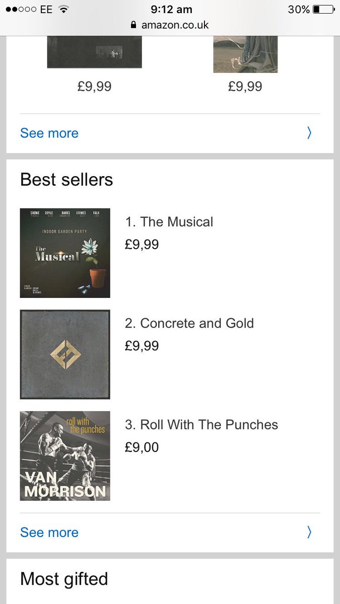 Amazon UK chart this morning @IGPmusic The Musical . Union Chapel tonight ! https://t.co/vE9Bp1zQKK