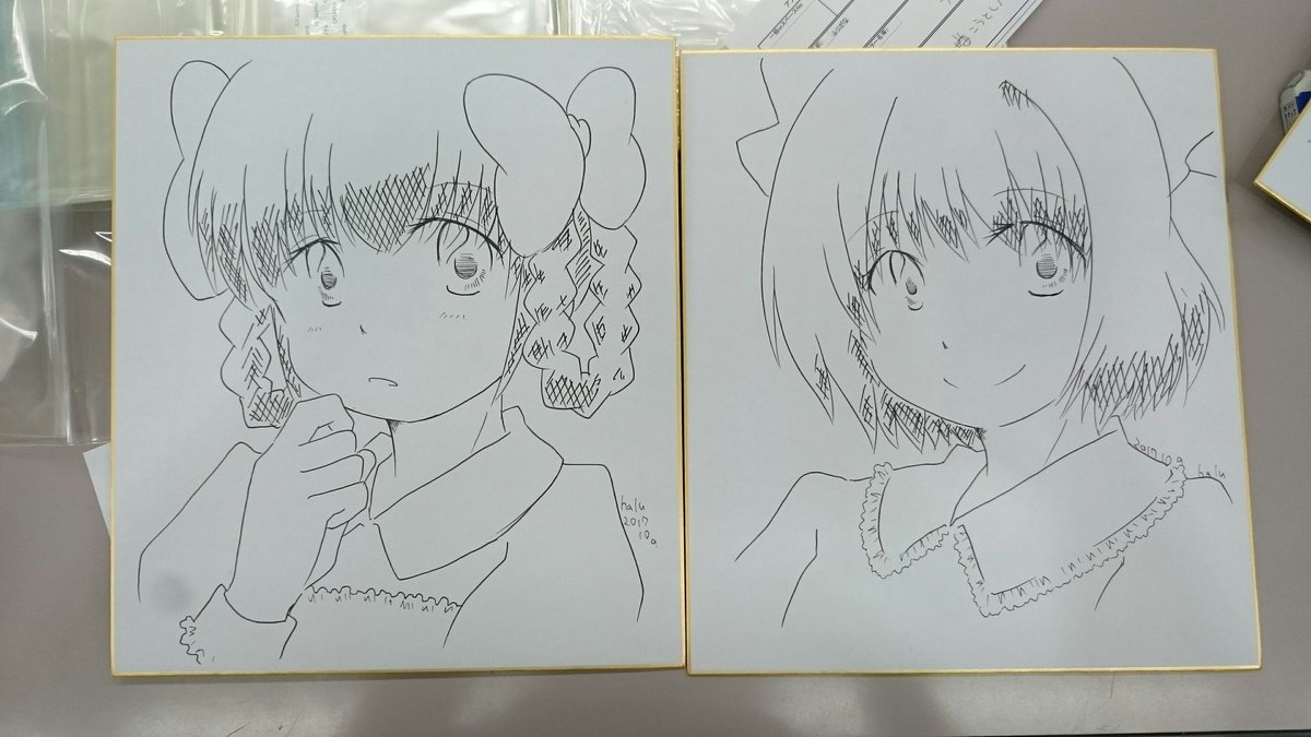 そぃやこの前の神のみonlyの色紙ね。4枚描いたよー。かのん天理長瀬せんせー(ジャバさんリクエスト)と、koiのひとみん そぃやこの前の神のみonlyの色紙ね。4枚描いたよー。かのん天理長瀬せんせー(ジャバさんリクエスト)と、koiのひとみん