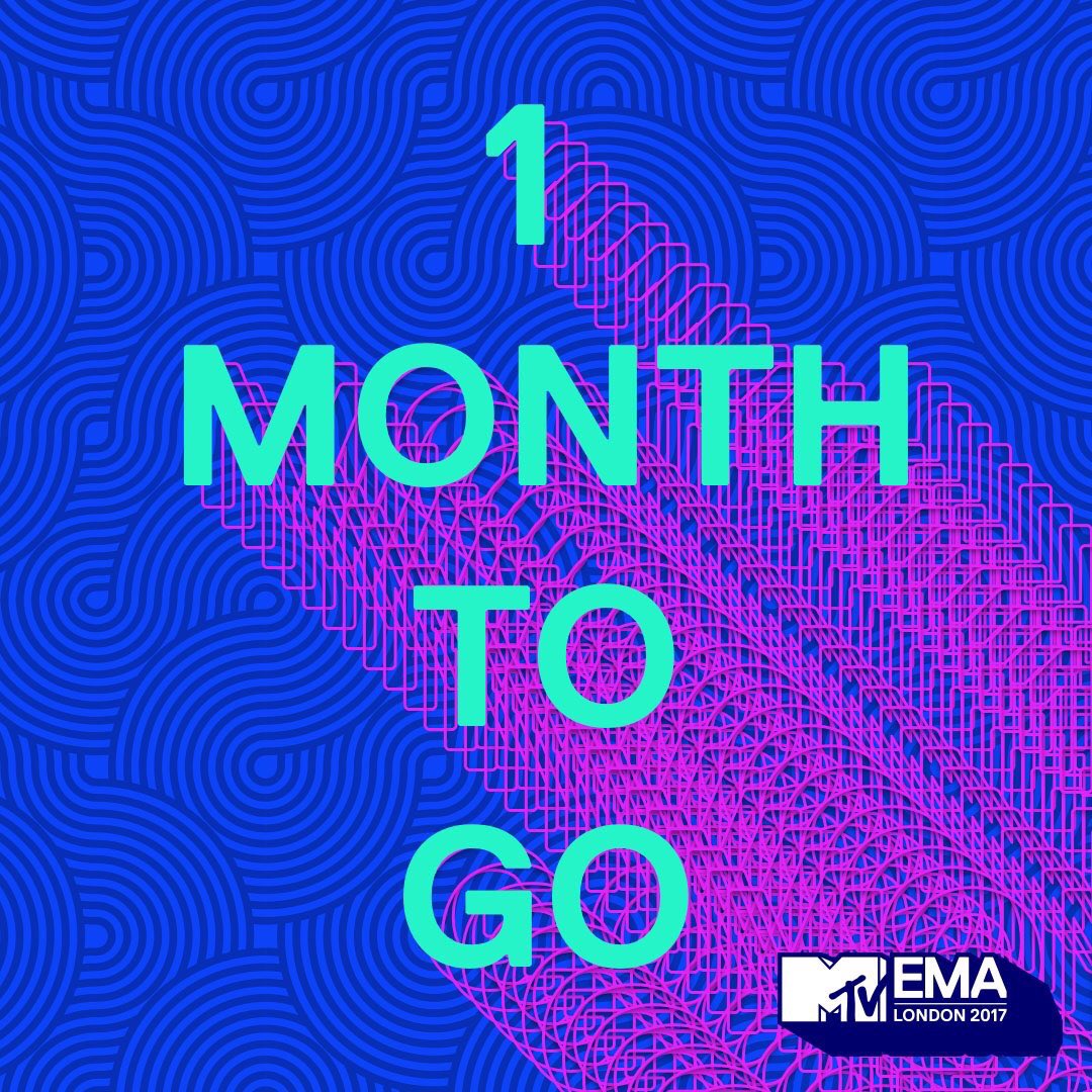 1 month until the @mtvema!! I'm so excited!!!???????????????????????? https://t.co/YJG6aHJAK5