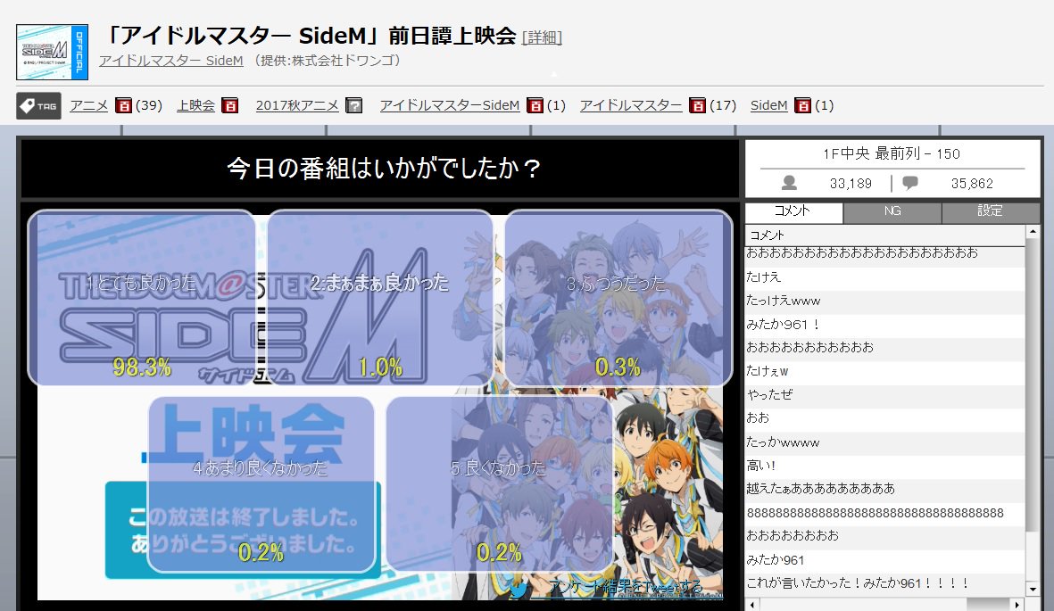 アイドルマスター sideMニコ生 アニメ Episode of Jupiter 終了#SideM #EOJ アイドルマスター sideMニコ生 アニメ Episode of Jupiter 終了#SideM #EOJ