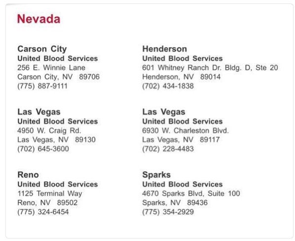 RT @rejectedjokes: You can donate blood in Las Vegas by visiting any of the following locations. https://t.co/nRKNdpQvmK