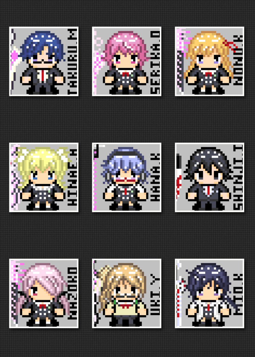 やったー!ひとまず新作アクキー用のカオチャ勢力が出来ました!(色数の壁にぶち当たり色味直しまくった)ディソードが余りにも やったー!ひとまず新作アクキー用のカオチャ勢力が出来ました!(色数の壁にぶち当たり色味直しまくった)ディソードが余りにも