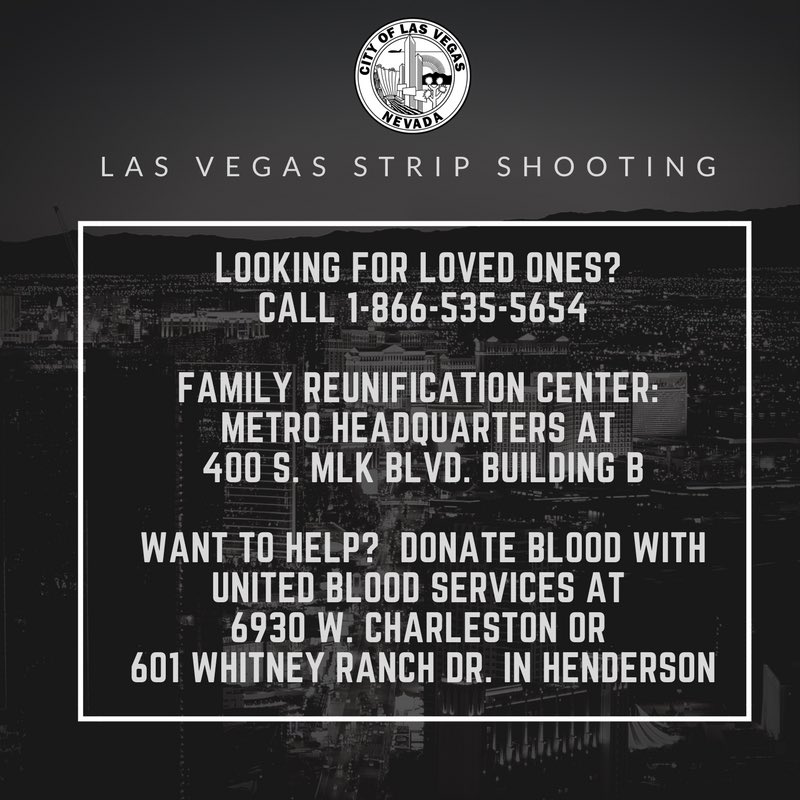 RT @CityOfLasVegas: How to help and find loved ones. Please share #PrayforLasVegas https://t.co/v0xaV3SAIm