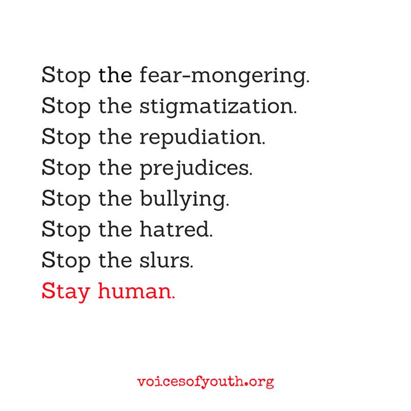 RT @UNICEF: Stay human. 

RT to spread this important message from @VoicesofYouth - our channel by youth, for youth. https://t.co/LpS9xvJ2vq