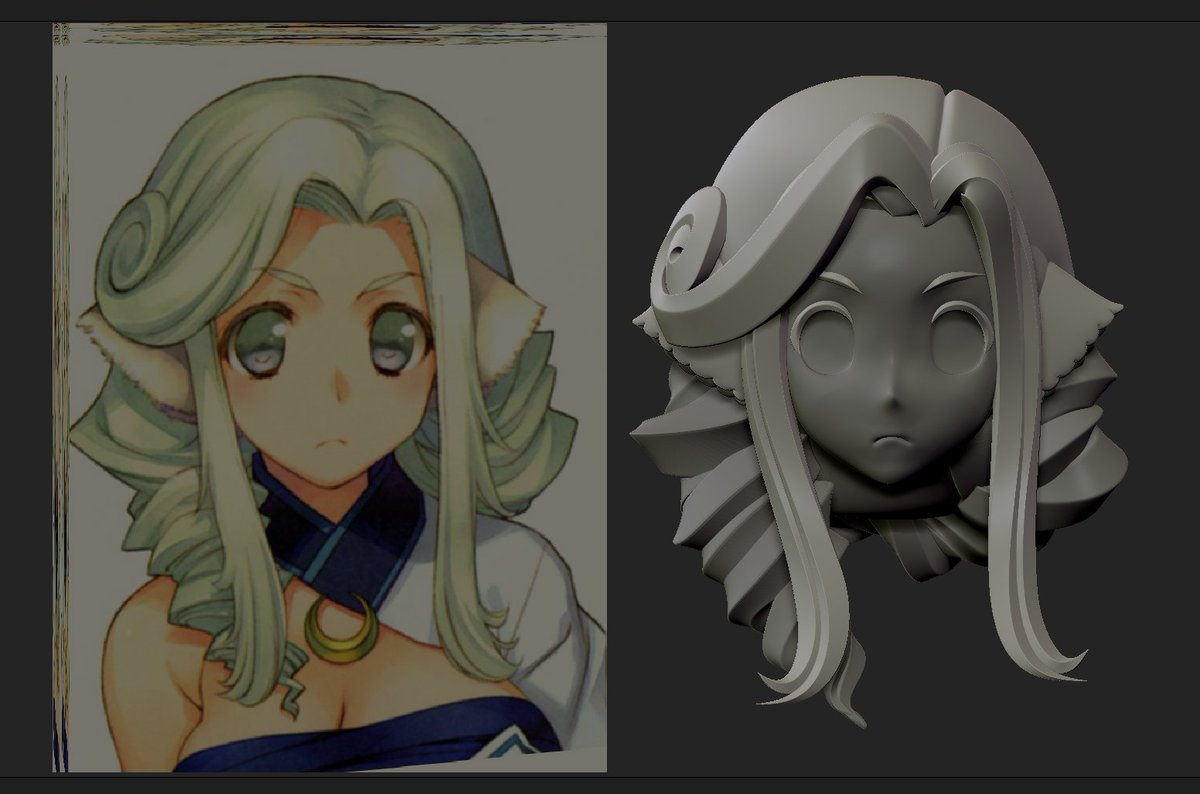 ちょっと、、、髪型、、めっちゃ難しい。。。。(><)#ZBrush #うたわれるもの #ムネチカ ちょっと、、、髪型、、めっちゃ難しい。。。。(><)#ZBrush #うたわれるもの #ムネチカ