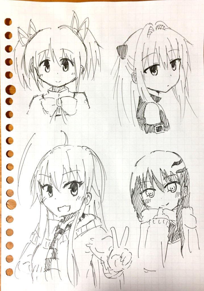 描き直してみた(*'ω'*)上から まどか ヤミ ニャル子 つらら 描き直してみた(*'ω'*)上から まどか ヤミ ニャル子 つらら