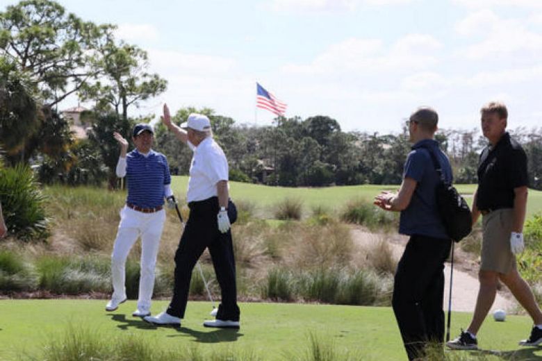 Shinzo Abe and Donald Trump to play golf during latter's Japan visit in Nov