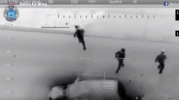 Dramatic helicopter footage captures police chase in Perth's south