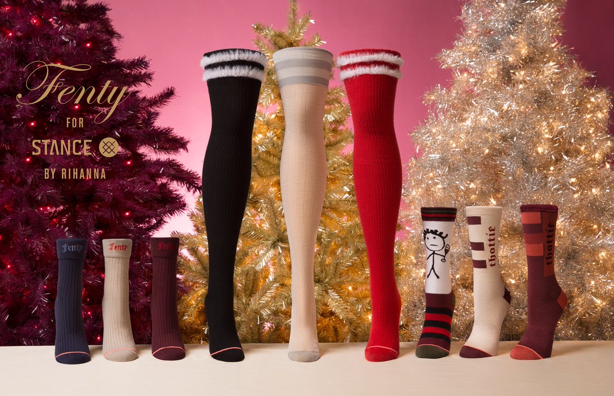 thottie or nice? Tomorrow.. new #rihannaxstance for the holidays are out! (midnight PT tonight at @stance) https://t.co/IC7T2QeKd5