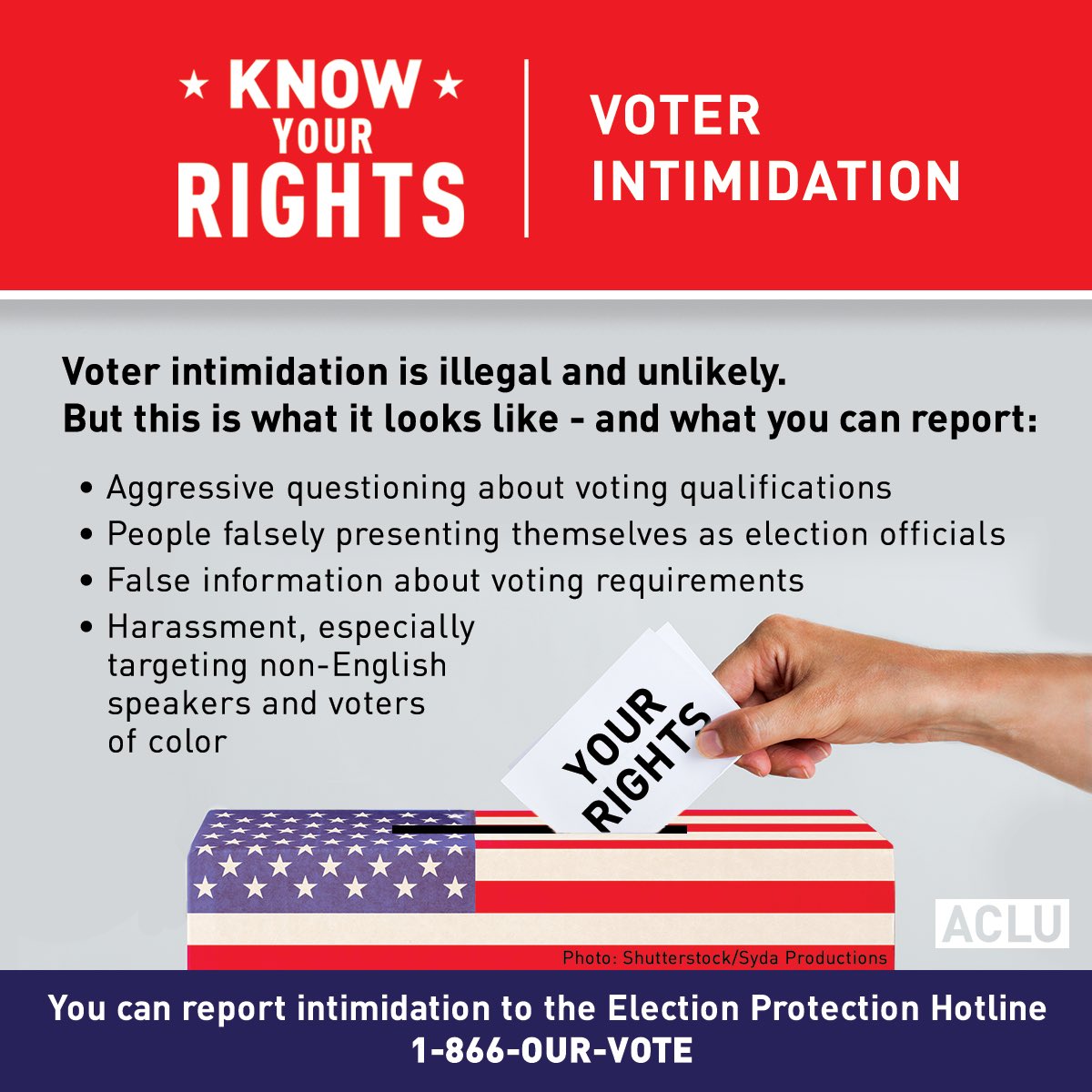 Know your rights! How to report voter intimidation. #ElectionDay https://t.co/qBb1zH6hbb