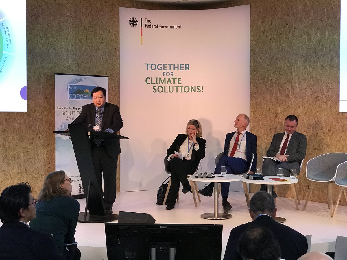 Director Wang Zhongying presents th China RE Outlook at the German pavilion at #COP23 