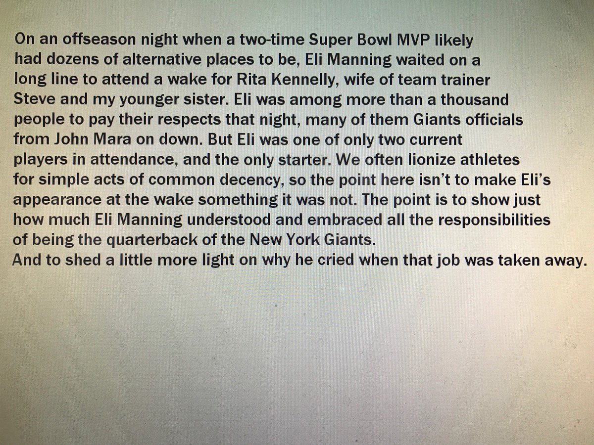 RT @Ian_OConnor: A personal note on Eli Manning & how seriously he took his job... https://t.co/LU0xf9eX6Y
