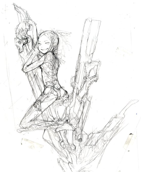 今どき珍しいテープの跡付きラフ #このタグを見た人はラフ画とその完成絵を見せる #BEATLESS 今どき珍しいテープの跡付きラフ #このタグを見た人はラフ画とその完成絵を見せる #BEATLESS