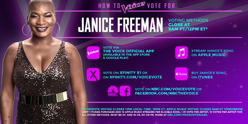 i am beyond proud! performance of the night already!  @janice_freeman!!! vote for her now! ✨ #TeamMiley https://t.co/BgCQc8NZZc