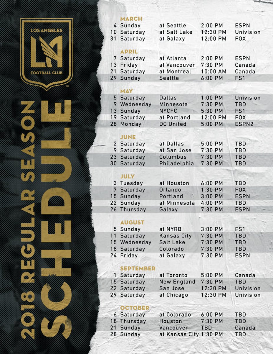 All our matches in one place. Print out the LAFC 2018 regular season