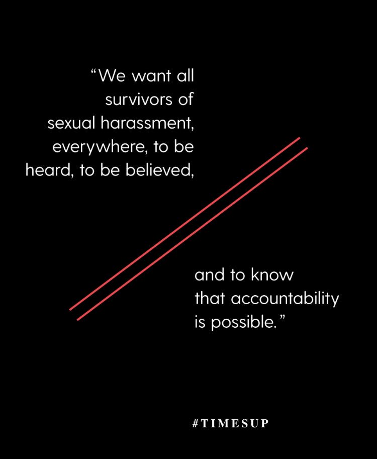 Times Up on Silence.
Times Up on Waiting. Times Up on tolerating discrimination, harassment and abuse. #TIMESUP https://t.co/CJdXDFQoIg