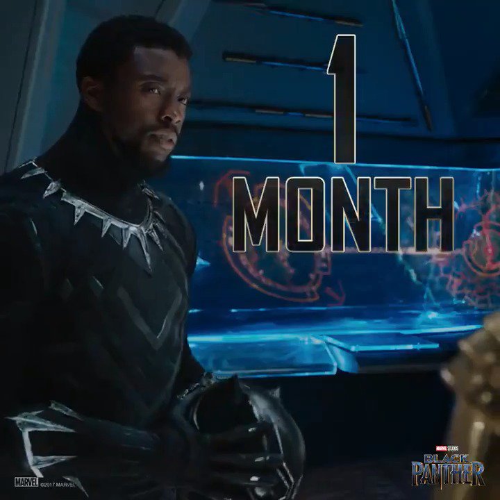 RT @theblackpanther: One month until #BlackPanther. https://t.co/XY2nqn5Md4