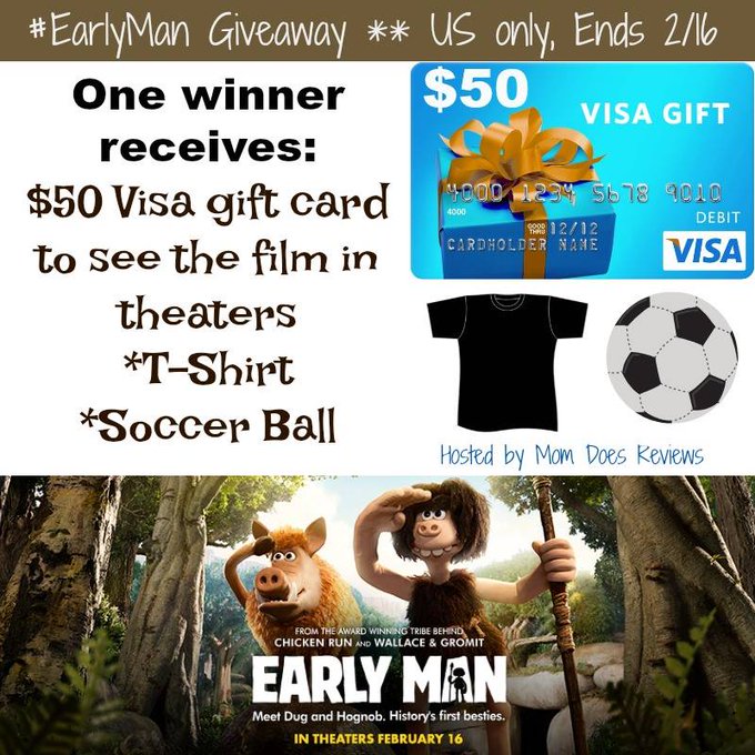 $50 Visa GC, T-Shirt & Soccer Ball from Early Man-1-US-Ends 2/16 $50 Visa GC, T-Shirt & Soccer Ball from Early Man-1-US-Ends 2/16