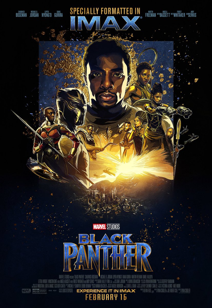 RT @chadwickboseman: The new @IMAX poster just dropped. The King arrives to #IMAX 2/16! #BlackPanther https://t.co/0hoBLS2W7e