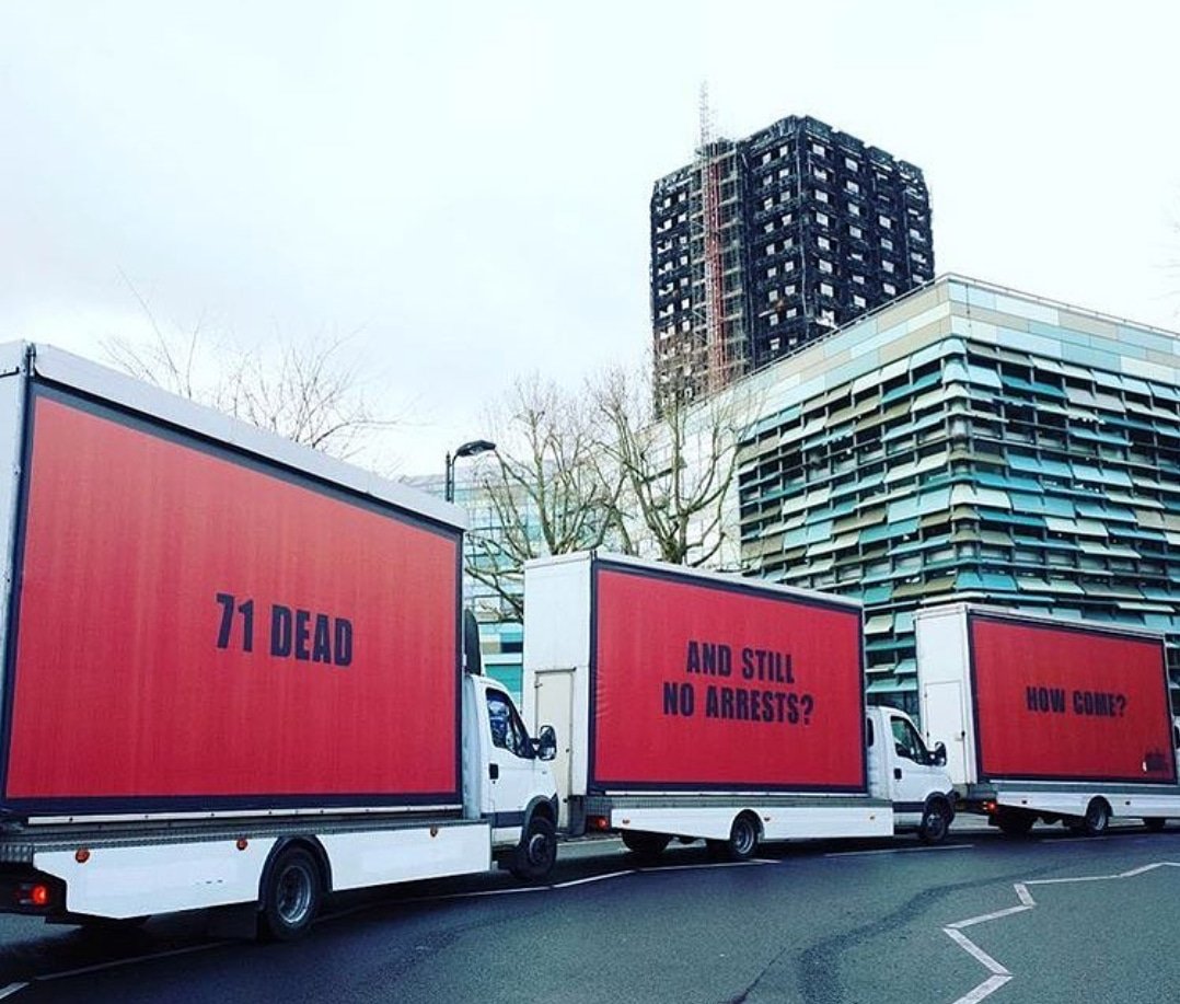RT @AsimC86: 3 billboards outside Grenfell Tower, London. #justiceforgrenfell ???? https://t.co/iOHsykJhWt
