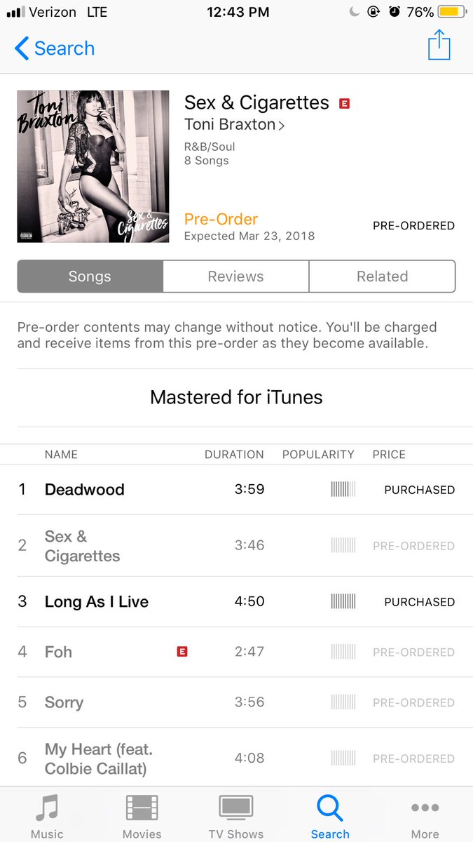 RT @Tonis_Tiger: Preordered my copy! You should preorder your copy of #SexAndCigarettes @tonibraxton https://t.co/t9K4tJ0owJ