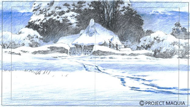 【さよならの朝に約束の花をかざろう】の農村パートの作画に入る頃、担当者を井上俊之さんに相談したところ、こういう風景は山下 【さよならの朝に約束の花をかざろう】の農村パートの作画に入る頃、担当者を井上俊之さんに相談したところ、こういう風景は山下