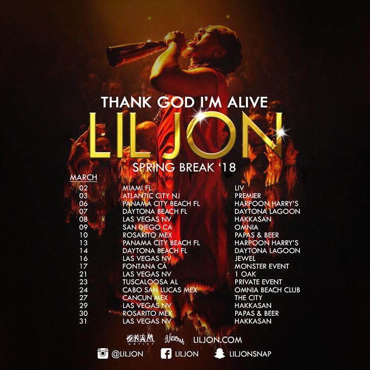 RT @SKAMARTIST: Nothing lil about this ... The @LilJon Spring Break Tour starts now! ????????  #ThankGodImAlive #SkamLife https://t.co/MEtSRFZaVU