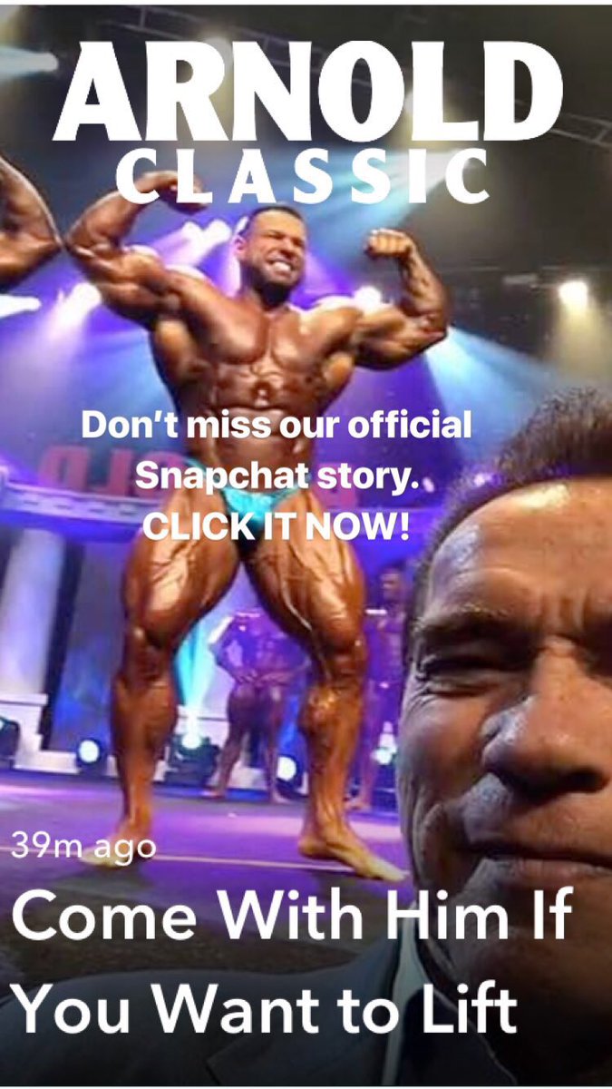 Don’t miss the @ArnoldSports story on Snapchat. Trust me. https://t.co/Y9llD6tAlv