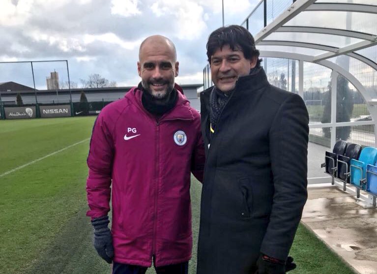 José Cardozo con Josep Guardiola 