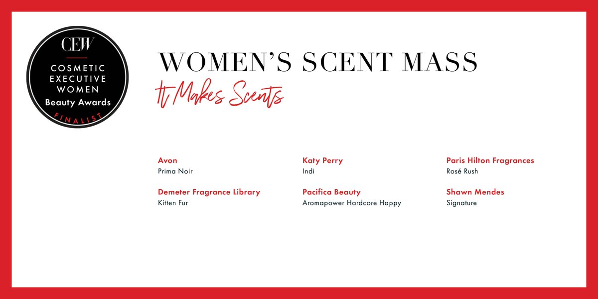 RT @CEWinsider: Introducing the Women's #Scent Mass #CEWFinalists! https://t.co/lXDusnqz0l