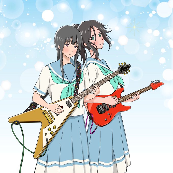 リズと青い鳥 第三楽章のエレキギターアレンジ用に描いたジャケットイラストがやっとできました。曲のほうはこちら。#リズと青 リズと青い鳥 第三楽章のエレキギターアレンジ用に描いたジャケットイラストがやっとできました。曲のほうはこちら。#リズと青
