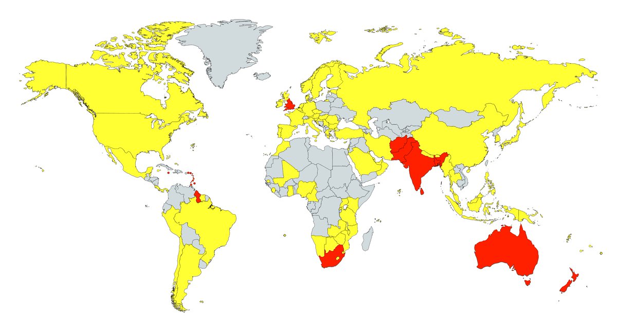 RT @CricketBadge: 2019 Cricket World Cup Teams = 10 (in red)

Other Cricketing Countries = 95 (in yellow) https://t.co/BoUakbURog