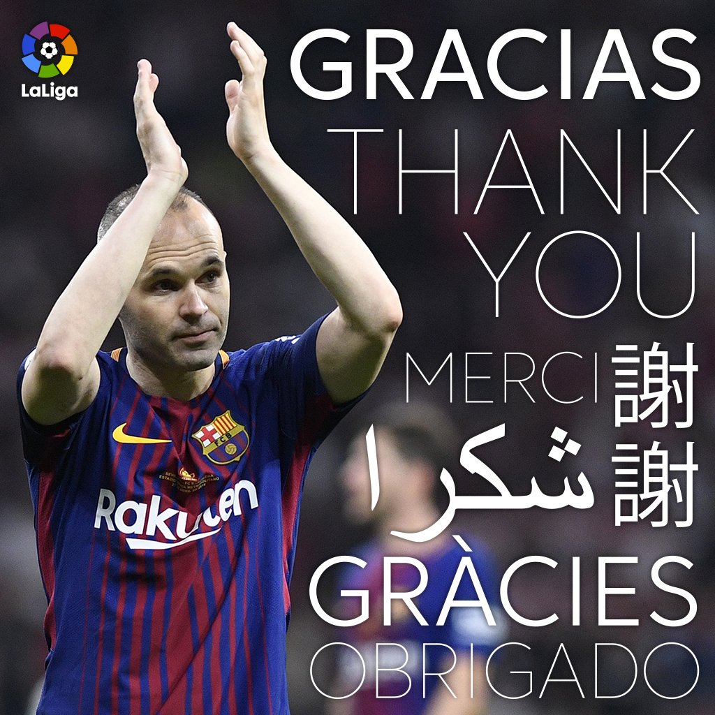 RT @LaLiga: ???? GRACIAS
???? THANK YOU
???? MERCI
???? GRÀCIES
???? OBRIGADO
???? شكرًا
???? 谢谢

ANDRÉS INIESTA https://t.co/tk9wUa2h16