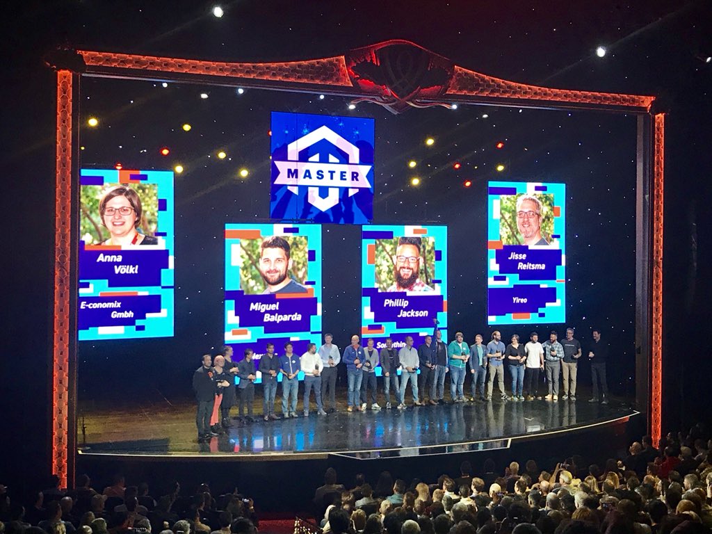 ericerway: Great to see this year's 2018 Masters on stage together. Congrats! 🏆 #MagentoImagine https://t.co/0jBgF4PFWa