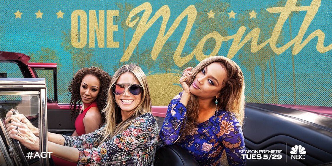 The countdown has officially begun! #OneMonth until the new season of @AGT! @officialmelb @tyrabanks https://t.co/keSiFMyOjb