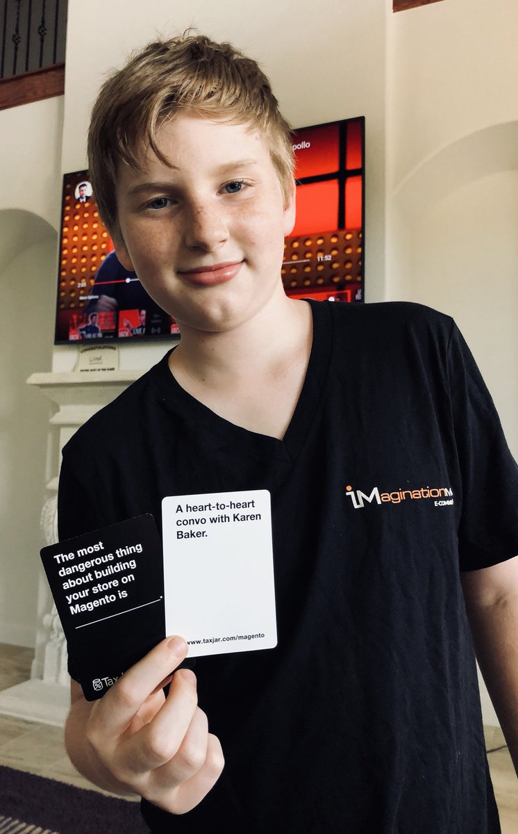 wsakaren: My son thinks it’s somewhat weird I’m in a pack of cards. Thanks @TaxJar, I’ll get you back :)  #MagentoImagine https://t.co/PtIqKlMU6R