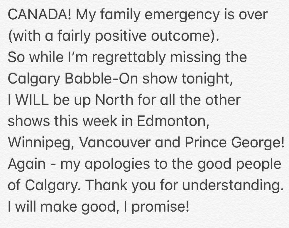 CANADA! On my way up to see you TOMORROW! Here’s an UPDATE! https://t.co/vVwFdxP3ai