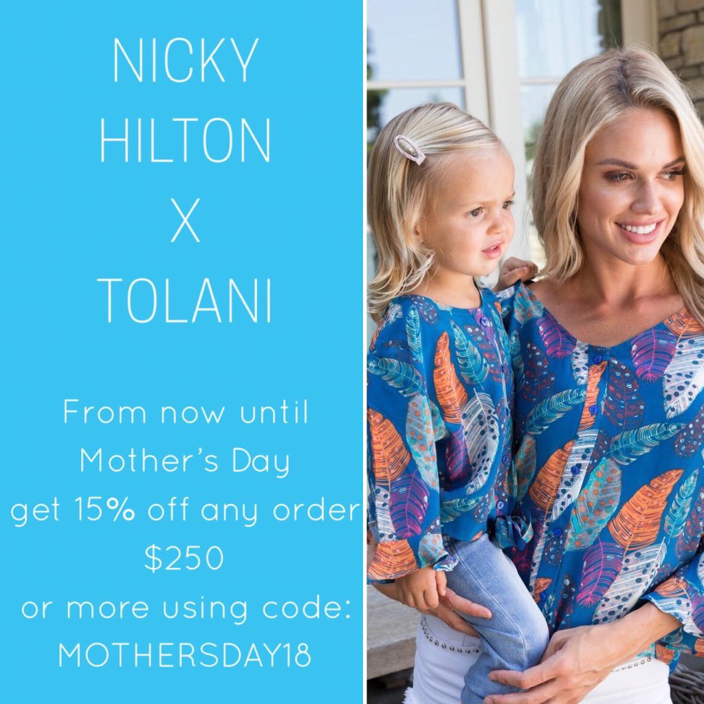 RT @NickyHilton: One more day of #NHxTolani Mother’s Day sale! ???? https://t.co/EbCuGogATb https://t.co/SwSIME1Eft