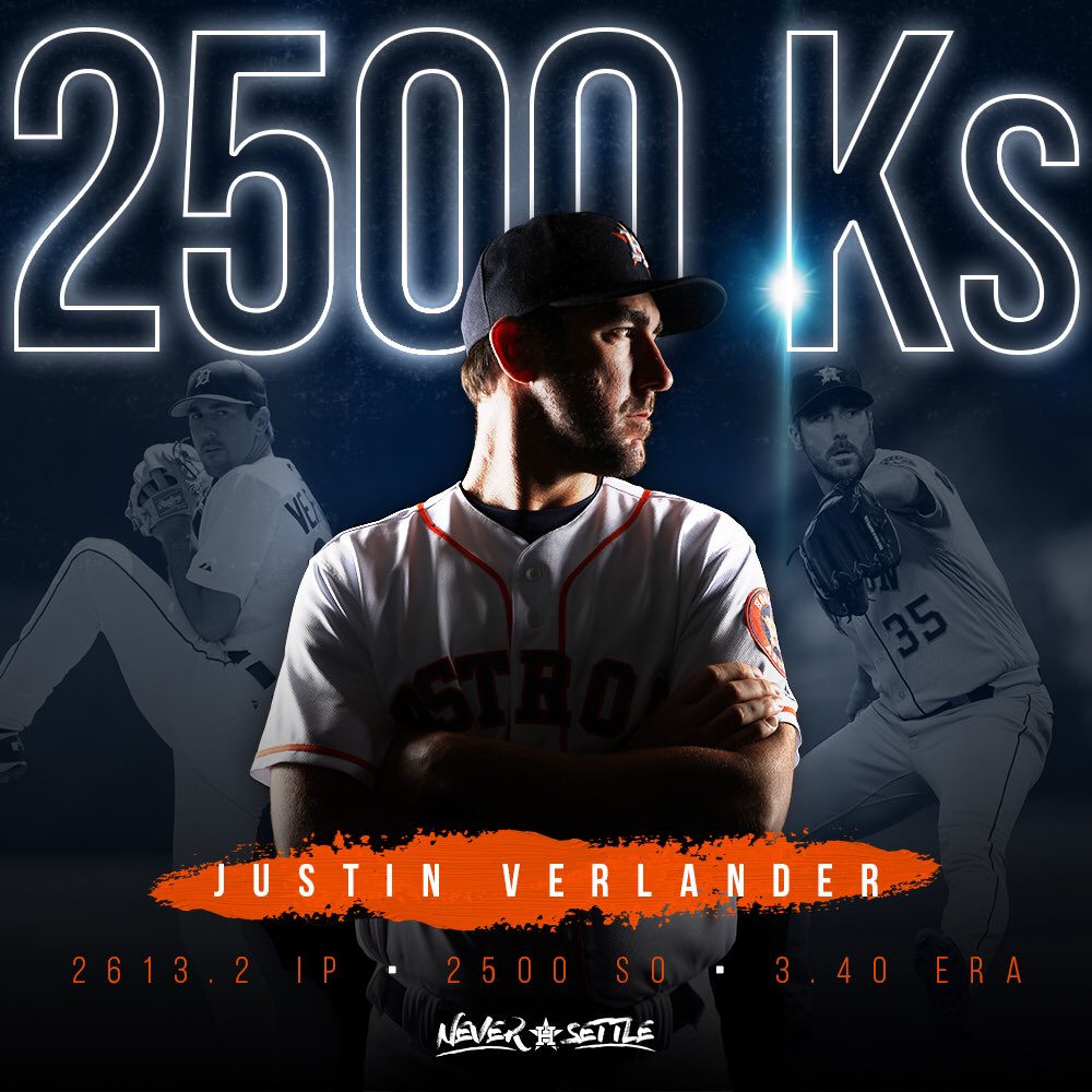 RT @astros: Just the 33rd pitcher in MLB history to reach 2,500 strikeouts. Congratulations, @JustinVerlander! ???????????? https://t.co/WfopOBn8wr