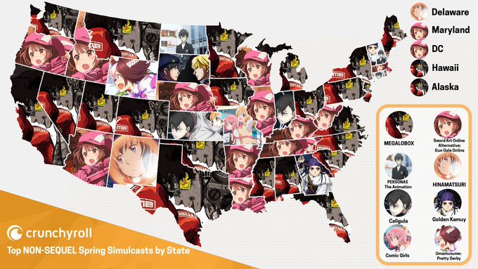 海外「メガロボクス凄い人気だな」海外のアニメ配信サイト・クランチロールが発表した『アメリカ各州で最も人気がある日本の20 海外「メガロボクス凄い人気だな」海外のアニメ配信サイト・クランチロールが発表した『アメリカ各州で最も人気がある日本の20