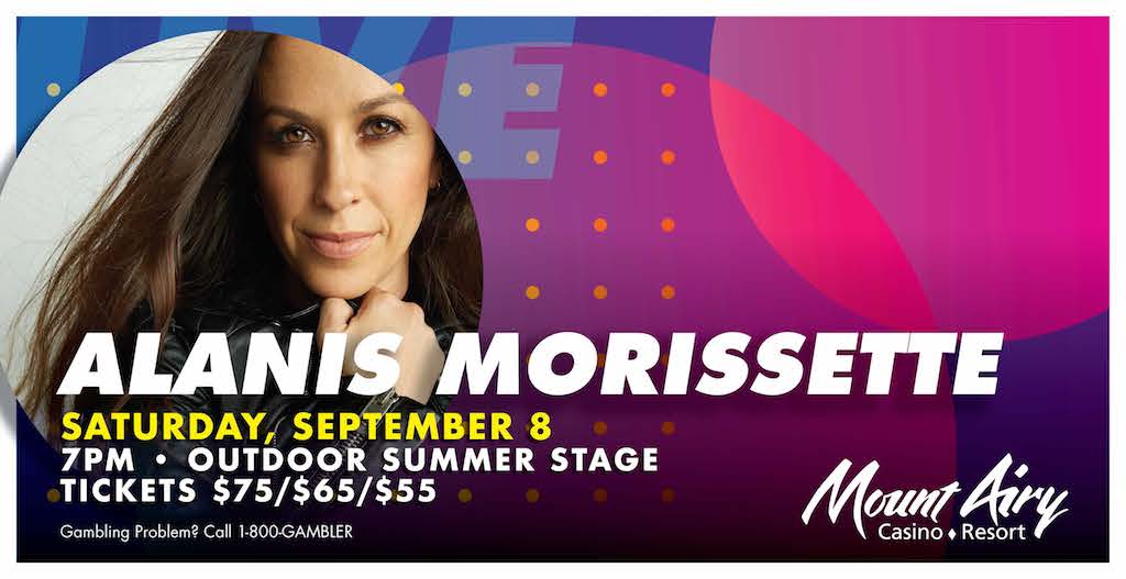 Alanis will be performing on September 8th @MountAiryCasino. Tickets on sale now: https://t.co/vUFAzBqiUa https://t.co/mRDfpGpp84
