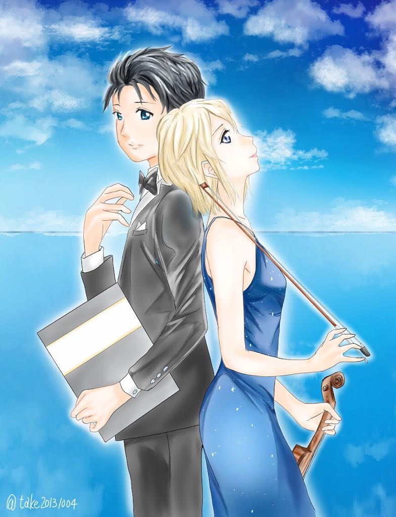gonさんの君嘘小説に描いた挿絵〜(・∀・)#四月は君の嘘#君嘘#こんなふたりを見たかった#君嘘if gonさんの君嘘小説に描いた挿絵〜(・∀・)#四月は君の嘘#君嘘#こんなふたりを見たかった#君嘘if
