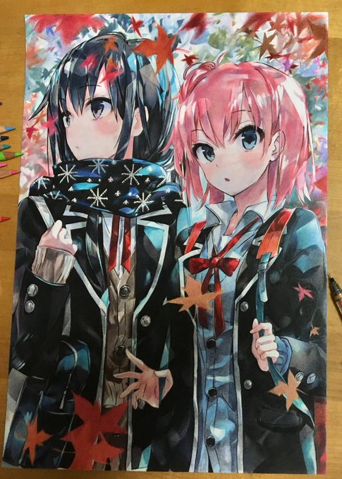 色鉛筆で俺ガイルのイラスト描きました!!!#色鉛筆#模写#俺ガイル 色鉛筆で俺ガイルのイラスト描きました!!!#色鉛筆#模写#俺ガイル
