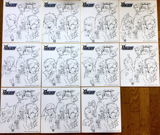 以前プレゼント用に描いた逆転裁判エポスカードの色紙、元々のデザインがカードの制約もあって構図が特殊だったので、1キャラ描 以前プレゼント用に描いた逆転裁判エポスカードの色紙、元々のデザインがカードの制約もあって構図が特殊だったので、1キャラ描