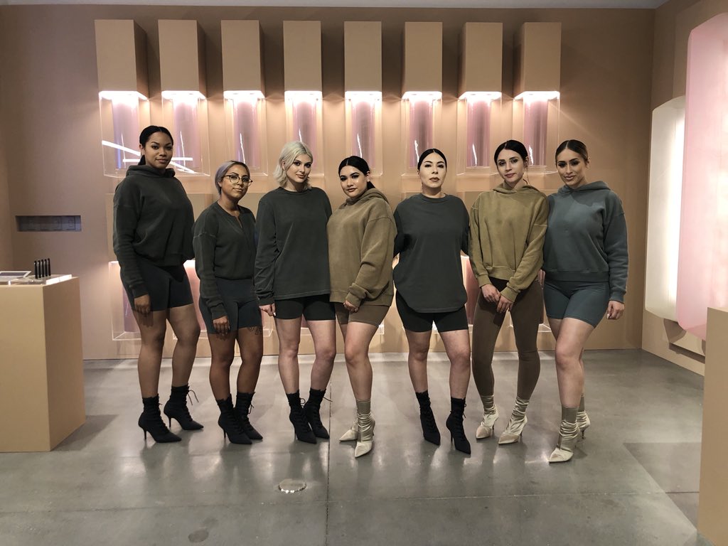 The @kkwbeauty staff uniformed in all YEEZY ???? My pop-up opens at 10AM at Westfield Century City in Los Angeles!! https://t.co/Fj9sdCjByo