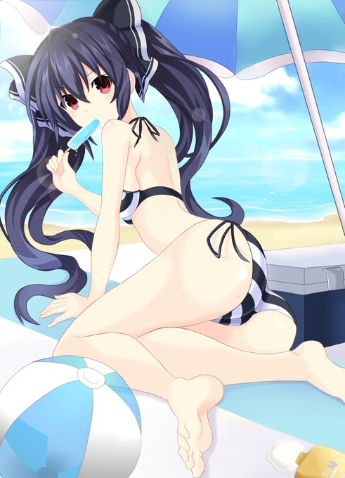 #ネプテューヌ夏イラストでアイスを食べている水着ノワールです! #ネプテューヌ夏イラストでアイスを食べている水着ノワールです!