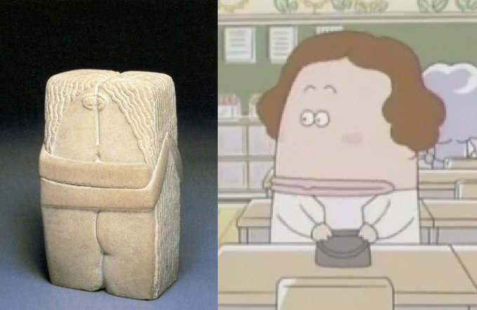 #完全に一致では無いのだが何となく似てるコンスタンティン・ブランクーシの『接吻』と『あたしンち』の母 #完全に一致では無いのだが何となく似てるコンスタンティン・ブランクーシの『接吻』と『あたしンち』の母