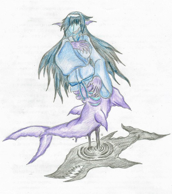 #魔物娘図鑑二次オリ魔物娘 影鰐(カゲワニ)マーメイド属 魚類型生息地 ジパングの海気性 凶暴・意地悪・執念深い食性 肉 #魔物娘図鑑二次オリ魔物娘 影鰐(カゲワニ)マーメイド属 魚類型生息地 ジパングの海気性 凶暴・意地悪・執念深い食性 肉